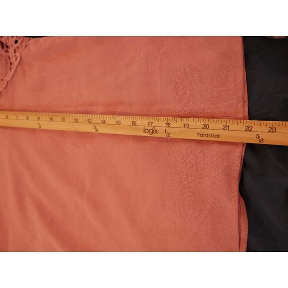 Lucklisa Pink Lace-Accent V-Neck Three-Quarter Sleeve Top S - Picture 7 of 9